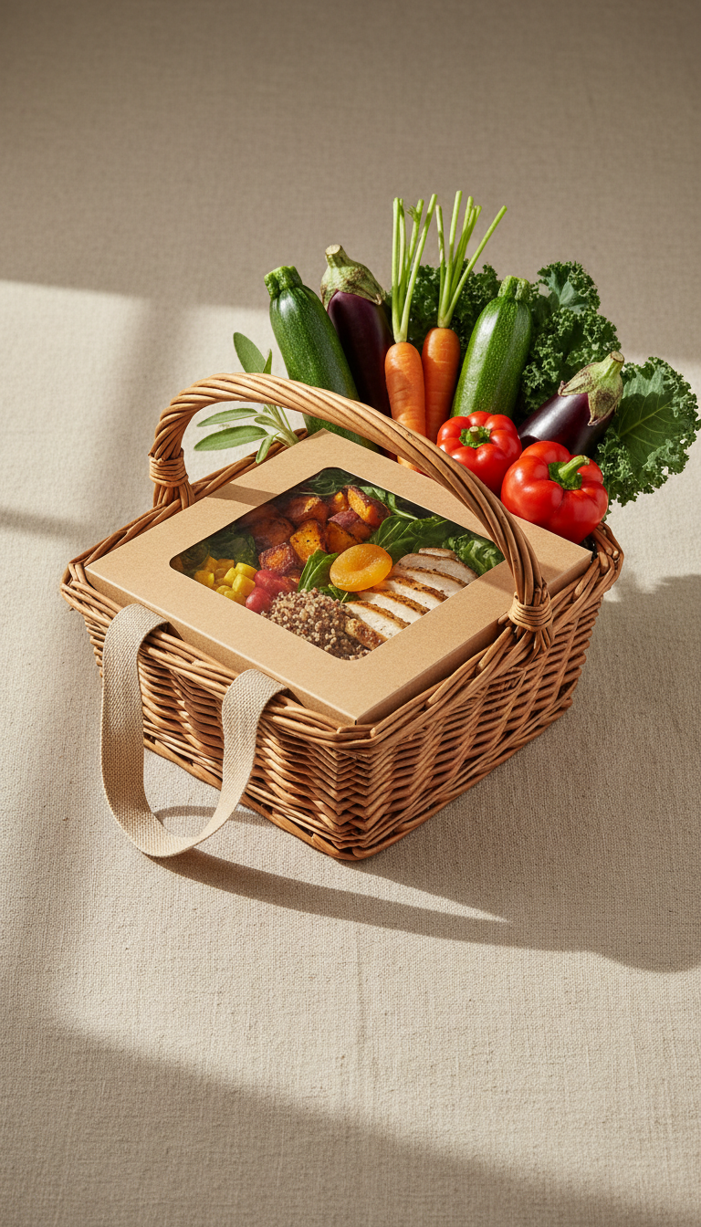 Harvest Basket of Seasonal Organic Vegetables
